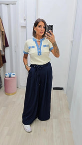 MAGLIA BORDO JEANS BEIGE